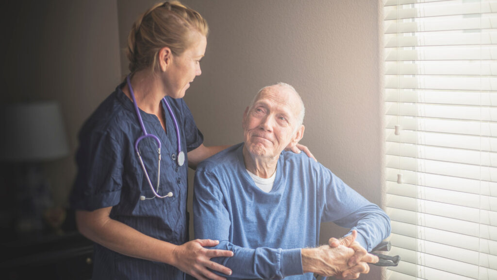 caregiver with resident